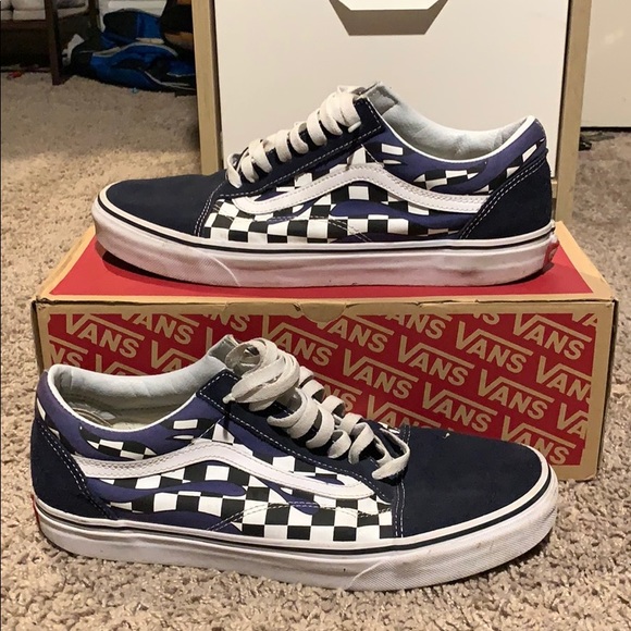 navy blue checkered vans